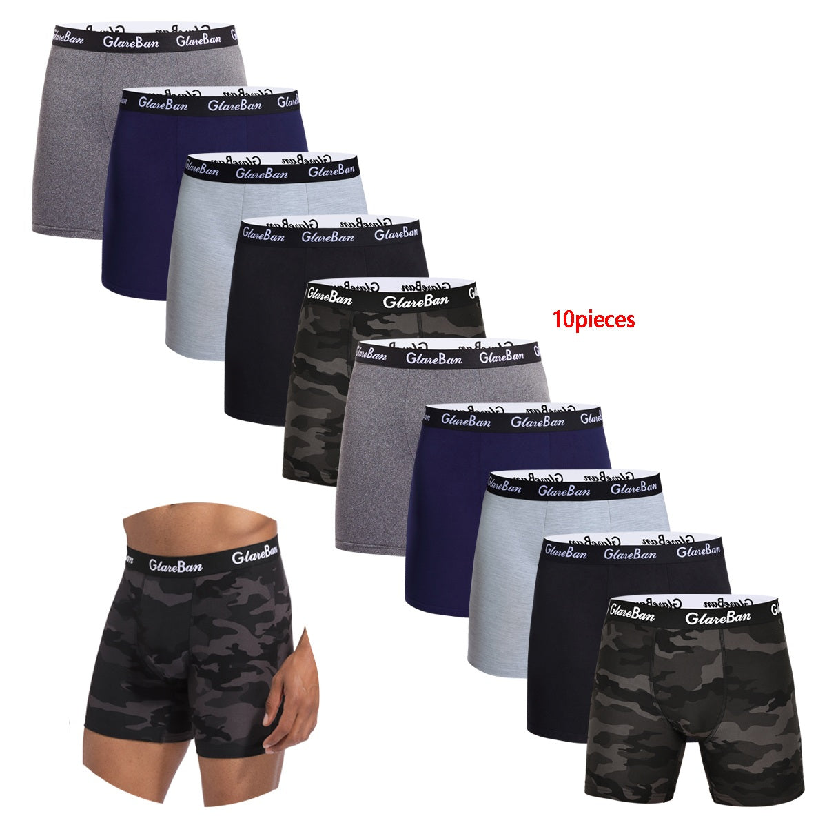 Men's 10 PCS Mid-Long Boxer