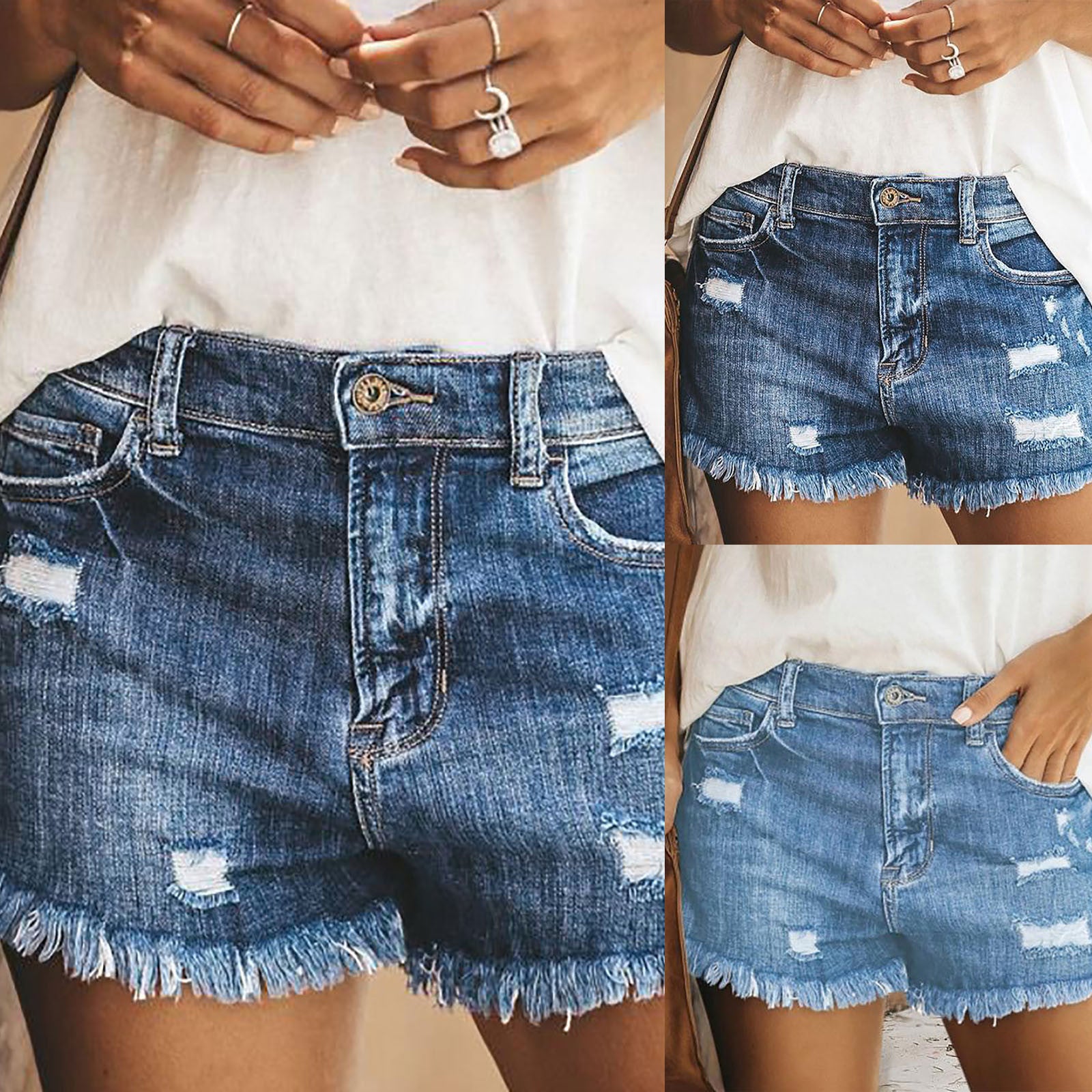 Summer Ripped Frayed Denim Shorts