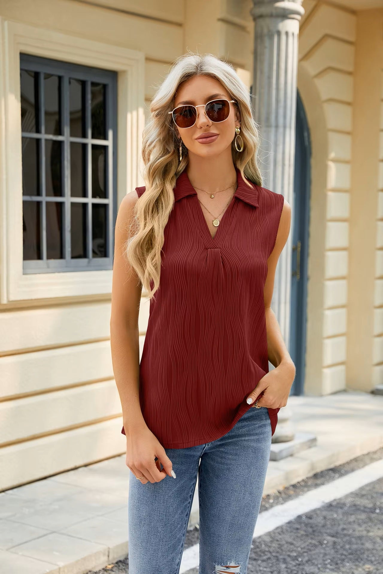 Women's Loose Sleeveless Blouse for Summer