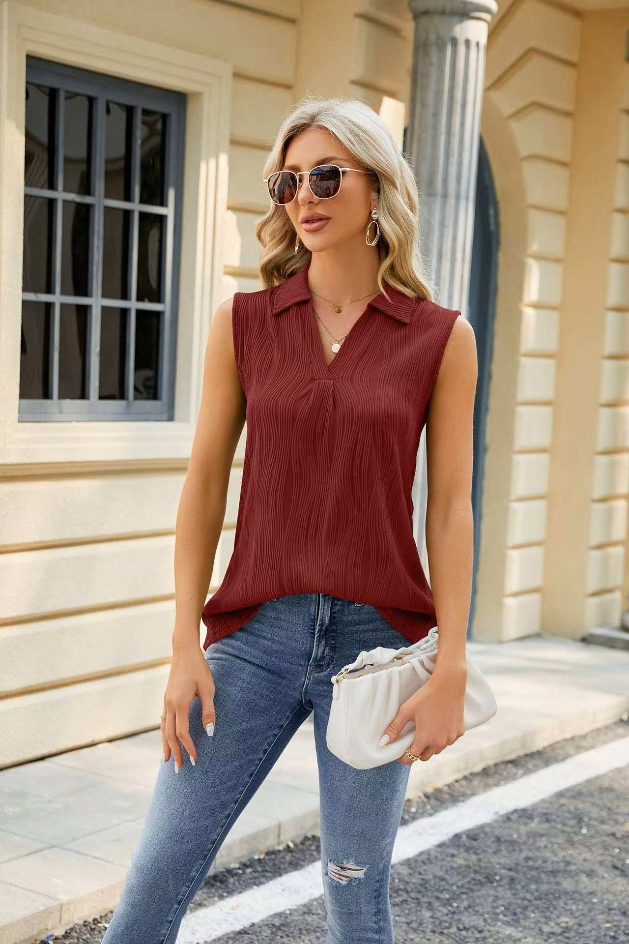 Women's Loose Sleeveless Blouse for Summer