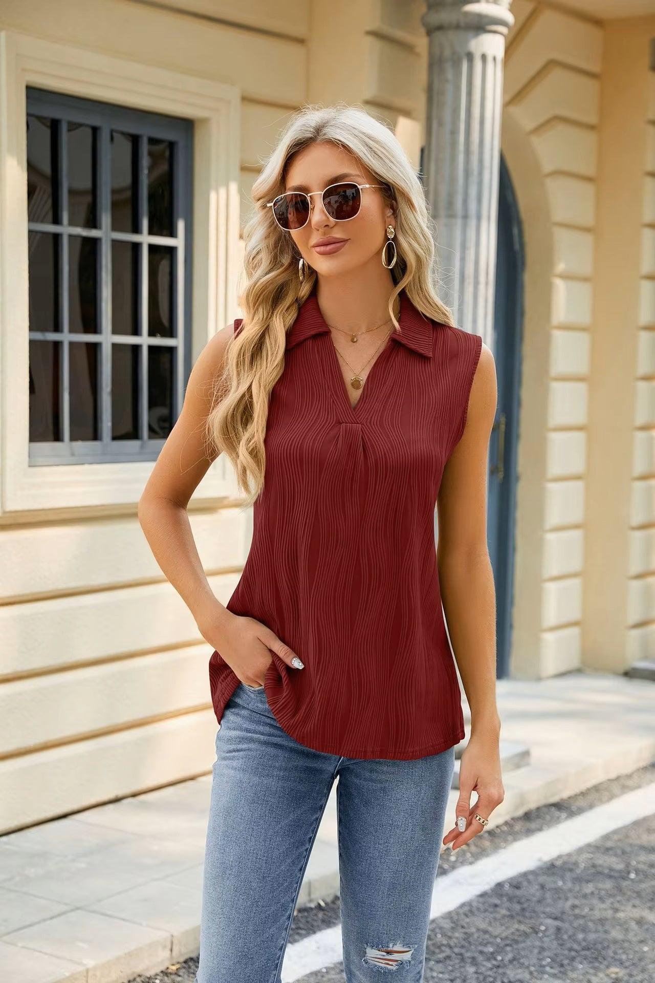 Women's Loose Sleeveless Blouse for Summer